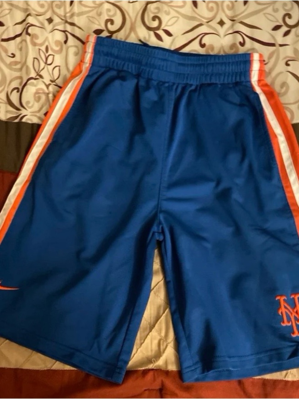 Nike Men’s Royal Blue Athletic Shorts with Orange & White Stripes